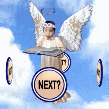 Angel Holding Book and Surrounded by Halos GIF