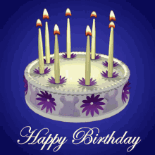 Birthday Cake with Lit Candles GIF