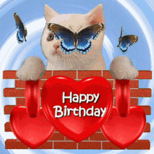 Birthday Cat with Butterfly Wings Gif, Free Gifs, 3D GIF
