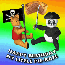 Birthday, Little Pirate, Cute Bear, Panda, Battle, Sword, Shield, Rainbow, Celebration, Funny, GIF