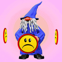 Blue Dwarf with Sad Emoji and Transparent Rings GIF
