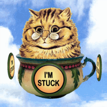 Cat in a Cup I'm Stuck 3D GIF