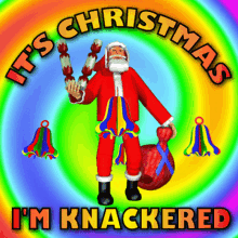 Christmas Santa Claus with Gifts and Bags GIF