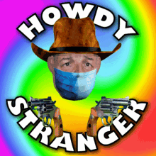 Cowboy Masked Man Holding Guns and Saying Hello Gif