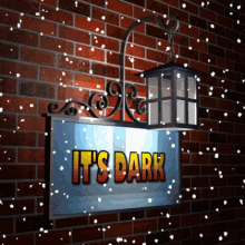 Creative Animation: It's Dark Lamp Sign on a Brick Wall
