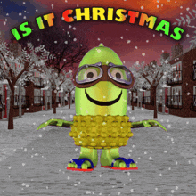 Cute cartoon character skating in the snow gif