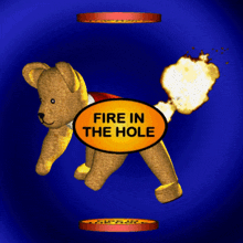 Exploding Teddy Bear Gif, Fire in the Hole Gif, 3D Animation Gif