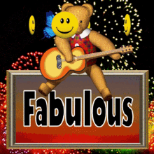 Fabulous bear playing guitar gif