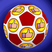 Football with like icons and thumbs up gifs