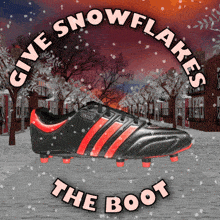 Free 3D GIF of a soccer boot giving snowflakes the boot