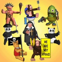 Funny 3D GIF of Cartoon Animals Holding Weapons