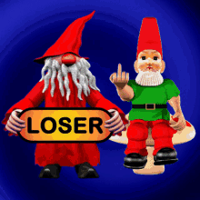 Funny 3D GIF of Two Old Men, One Holding a LOSER Sign and the Other Pointing at Him