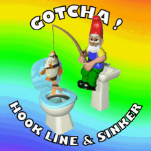 Funny fishing skit: Unexpected catch by the toilet gif