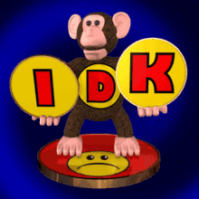 Funny monkey holding I DK sign gif, showing a humorous and relaxed atmosphere