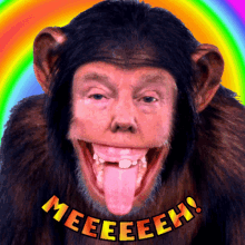 Funny Monkey with Human Face Sticking Out Tongue and Making Funny Face GIF