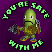GIF Animation of a Cartoon Character Holding Guns in a Funny Way