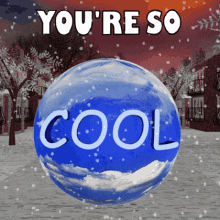 GIF Animation of Cool Earth Globe in Snowy Street