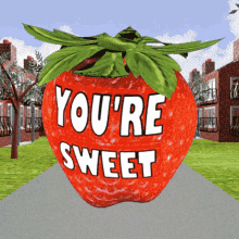GIF Animation of Cute Strawberry Saying You're Sweet