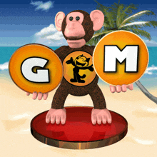 GM Monkey on the Beach - Free 3D GIFs