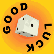 Good Luck Be Lucky Dice Rotation in Yellow Background 3D GIF