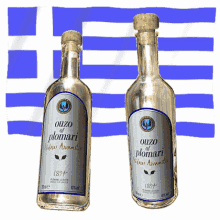 Greek flag ouzo bottles gif