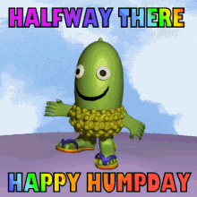 Green Cartoon Character Celebrating Wednesday Funny Gif