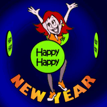 Happy New Year, Cartoon, 3D GIF