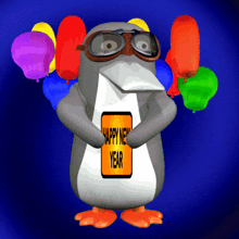 Happy New Year Penguin GIF Animation