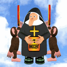 Innocent Nun with Locked Monkeys GIF