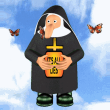 It's All Lies - A Dynamic Cartoon nun