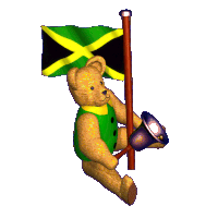 Jamaican Teddy Bear Waving Jamaican Flag GIF
