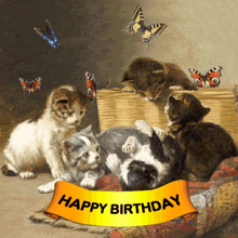 Kittens and Butterflies Greeting Card