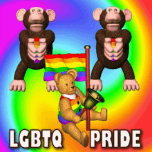 LGBTQ Pride, Rainbow, Monkey, Bear, Flag GIF