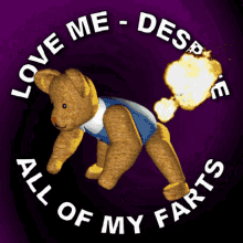 Love Me Despite My Faults Farting Teddy Bear Gif
