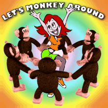 Monkey and Girl's Joyful Dance