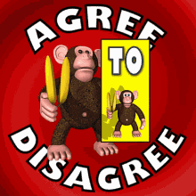 Monkey and little monkey holding bananas, agreeing to disagree gif