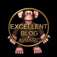 Monkey Holding a Hoop with Excellent Blog Award GIF
