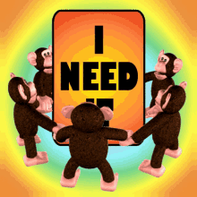 Monkey Holding a Sign that Says I Need It GIF
