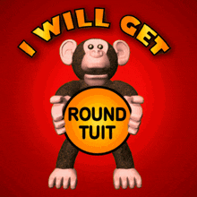 Monkey Holding Round Tuit Sign GIF