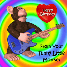 Monkey playing guitar gif