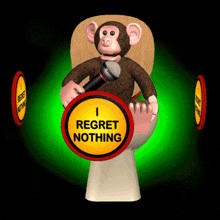 Monkey Sitting on Toilet with Microphone and Serious Expression GIF