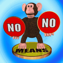 Monkey Standing on Coin with NO Signs GIF