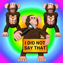 Monkey with a sign saying I DID NOT SAY THAT gif