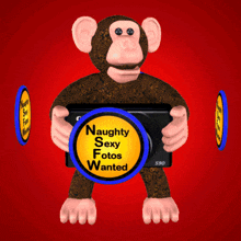 Monkey with Camera GIF, Naughty Sexy Fotos Wanted GIF, 3D GIF