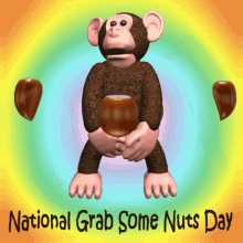 National Grab Some Nuts Day Monkey Holding Nuts GIF