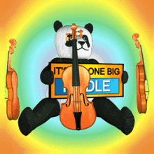Panda Doll Playing Violin Funny Scene