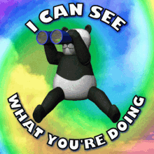 Panda Man Watching You With Binoculars GIF