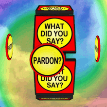 Pardon? Red Box with Yellow Circle Rotating GIF