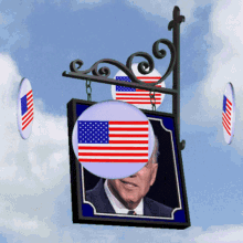 Political Figure Under American Flag GIF