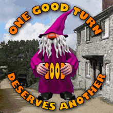 Purple Elf Walking on a Path Surrounded by Trees and Houses